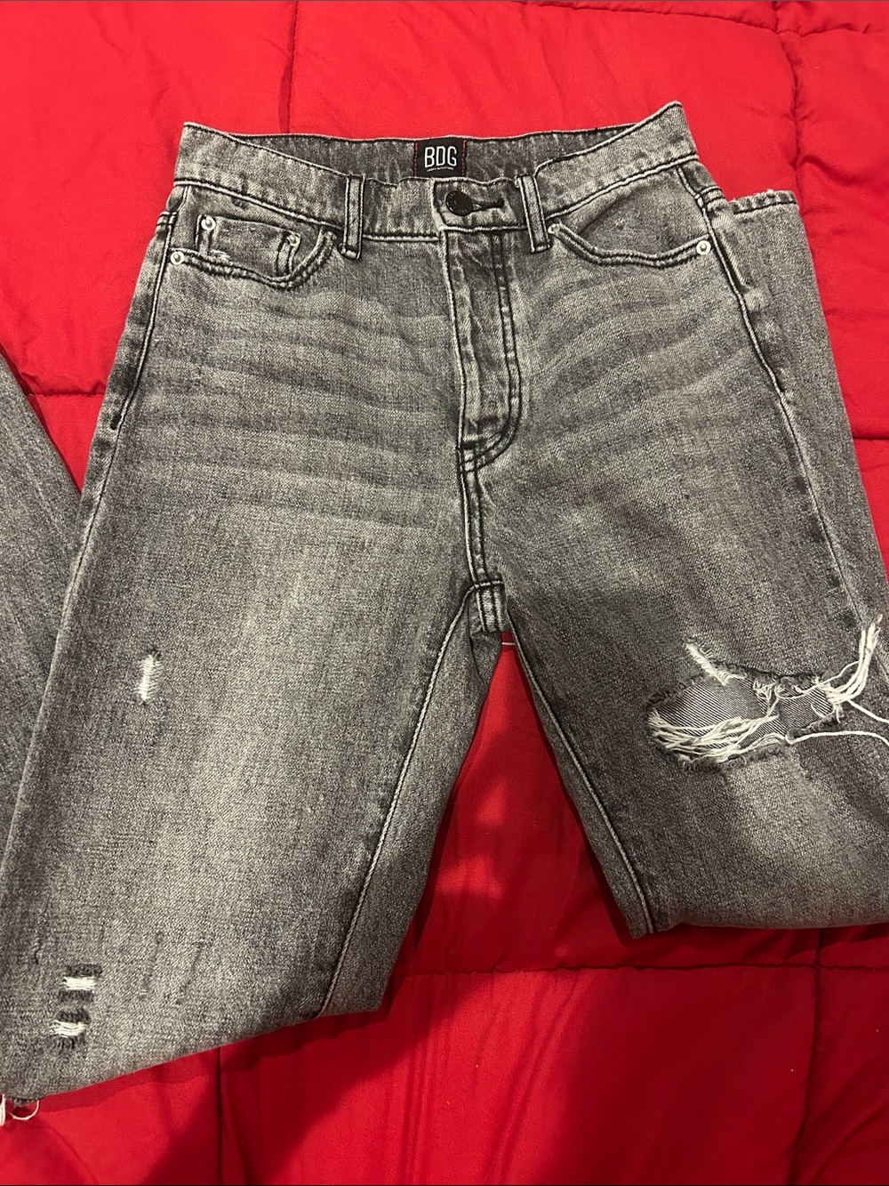 BDG Urban Outfitters Slim Straight Distressed Jeans | Black/Gray Wash | Size 24